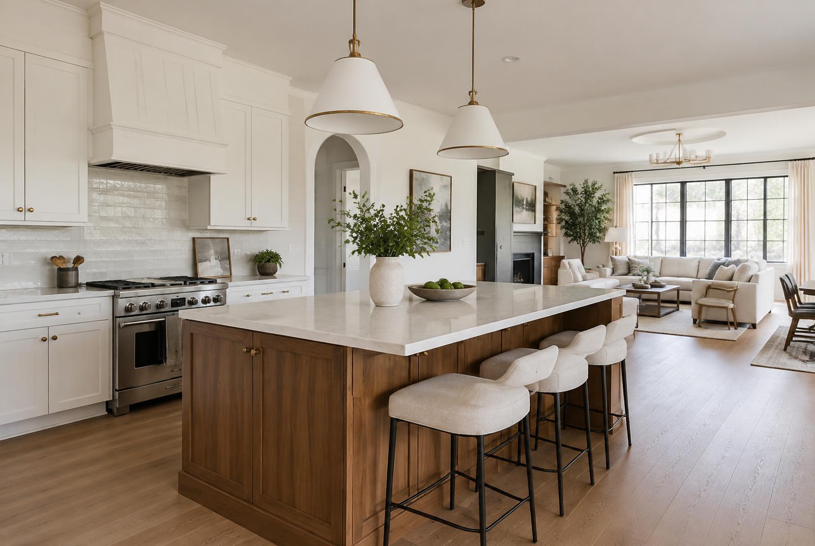 Design concept: modern kitchen in an open floor plan